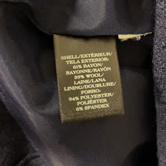 Ann Taylor Petite Navy Boiled Wool Sleeveless V neck Flounce Dress, Size 4P - Picture 13 of 14